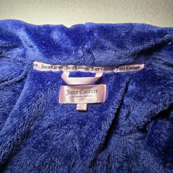 Juicy Couture Purple Soft Velour Bathrobe Rhinestone Trim S/M Bling - Picture 5 of 9